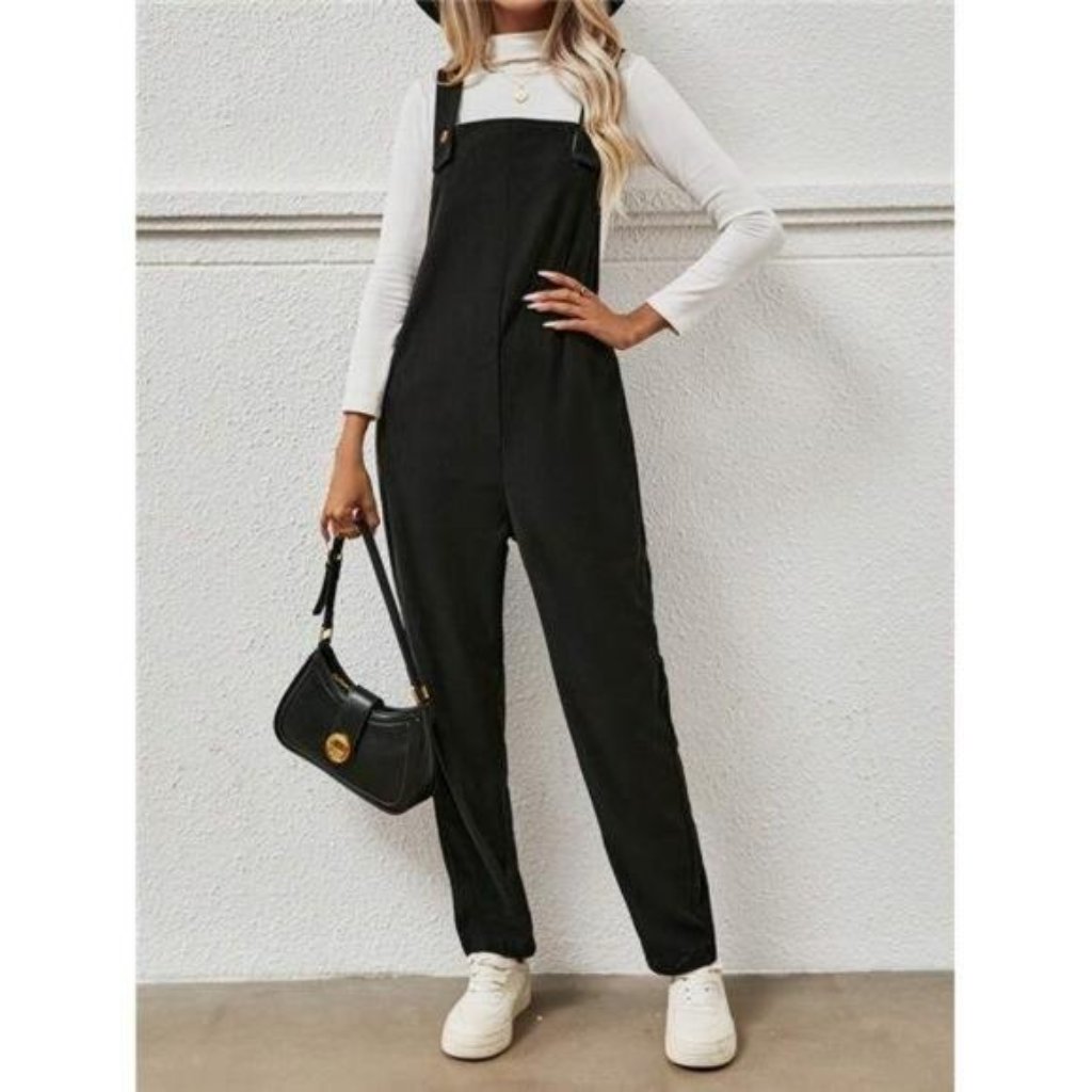Solid Overall Jumpsuit Without Tee